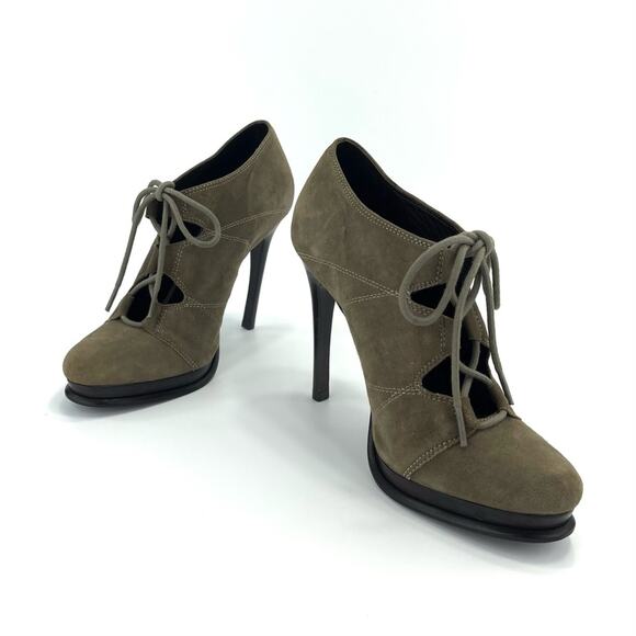 DVF Diane Von Furstenberg Guardian Stiletto Platform Bootie Sz 6.5 Tan Kid Suede - Picture 14 of 15